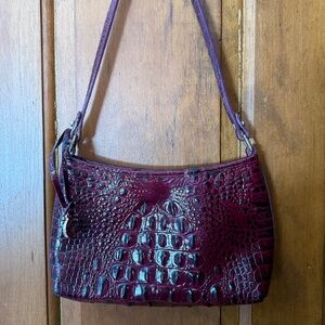 Brahmin Burgundy Crocodile-Embossed Shoulder Bag